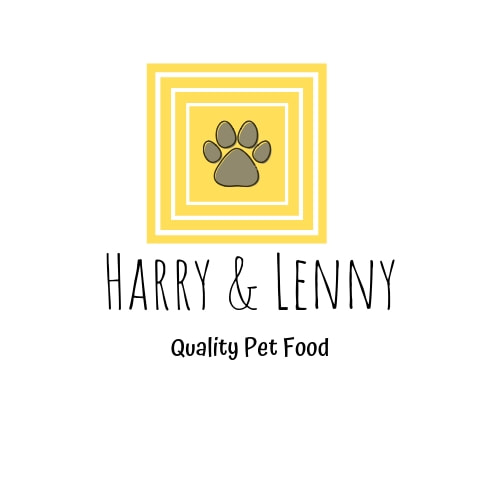 Yellow Square with gray pawprint, Harry and Lenny logo.